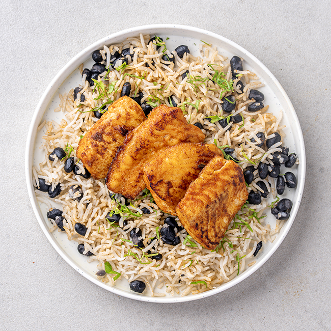 Jamaican Fish With Bean & Rice Mix